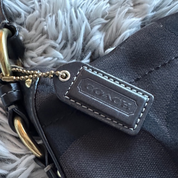 Coach Black Signature Canvas Shoulder Hobo with Gold Hardware - Picture 2 of 5